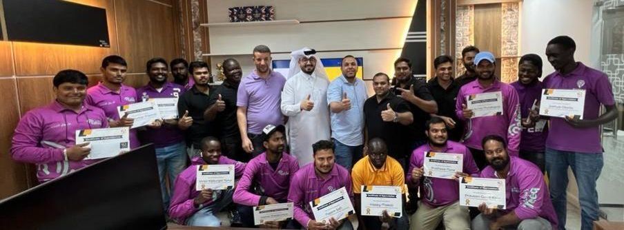 Rafeeq driver recognition group photo with certificates